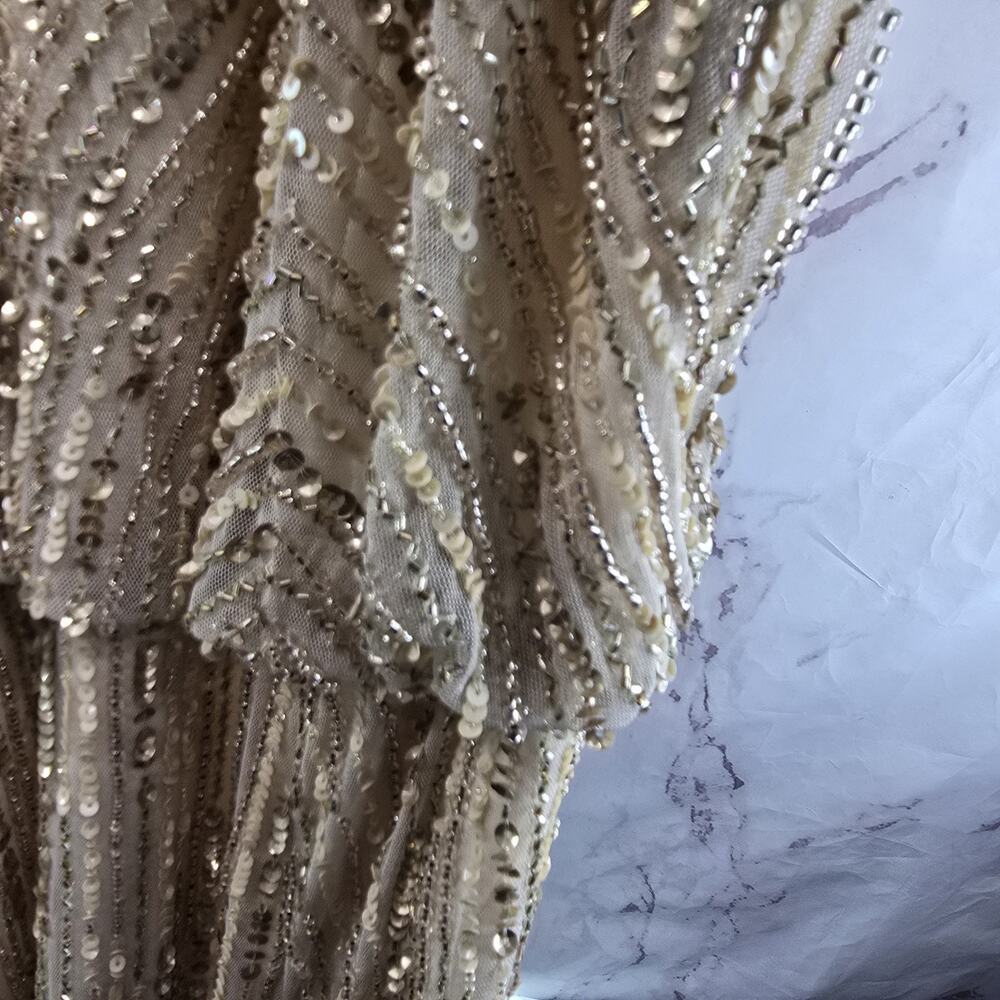 Anthropologie Dress Womens 16 Beaded Sequin Fidelia Champangne Gown Greek BHLDN - Picture 12 of 16